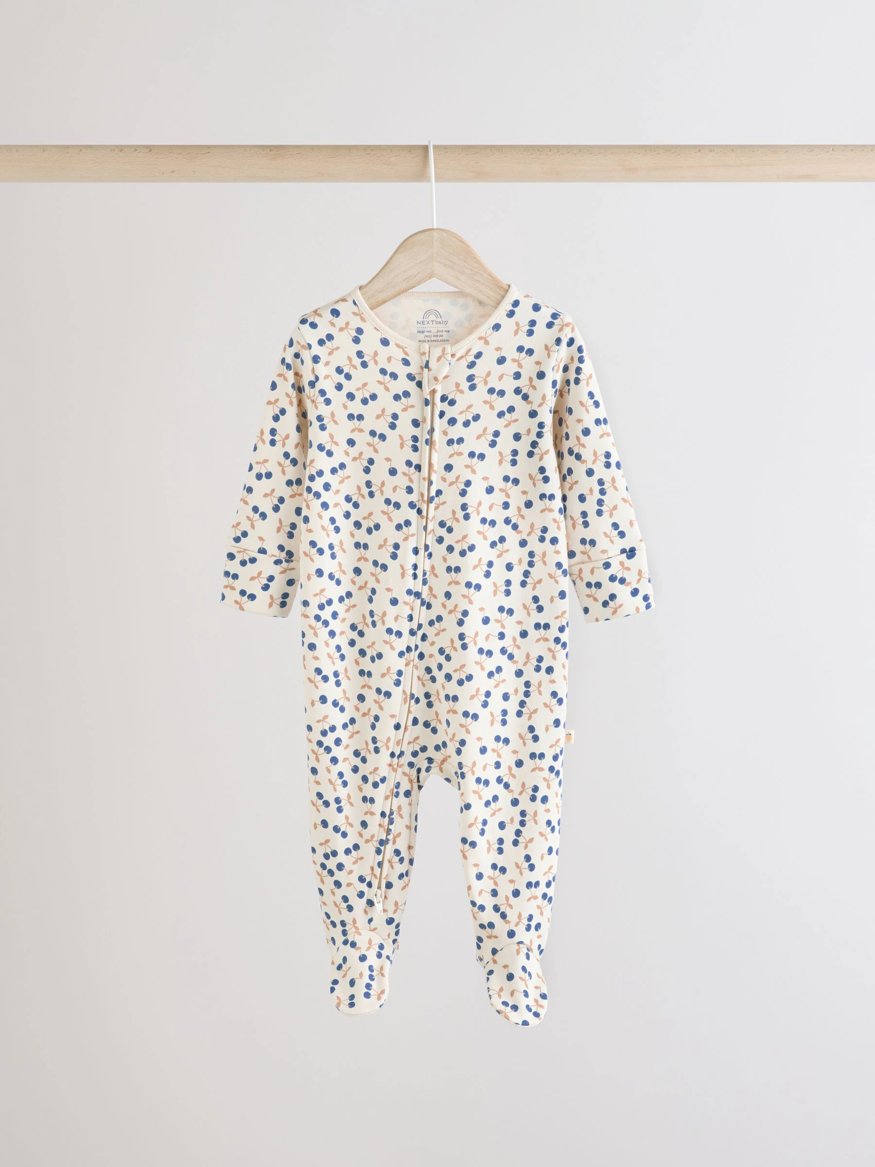 Blauw met kersen - Verpakking van 3 babypyjama's met tweewegrits (0-2jr)