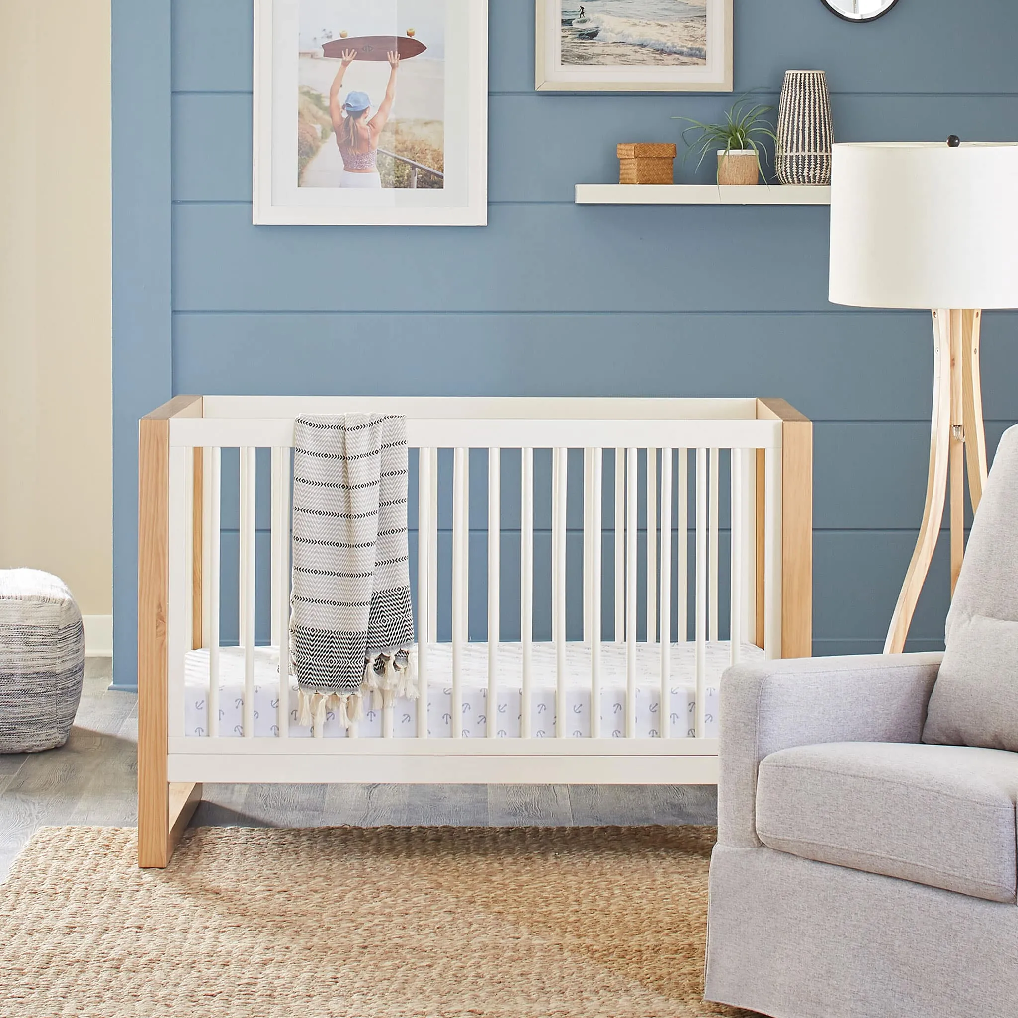 Million Dollar Baby Couchette Convertible 3-en-1 Nantucket - Miel  Blanc Chaud