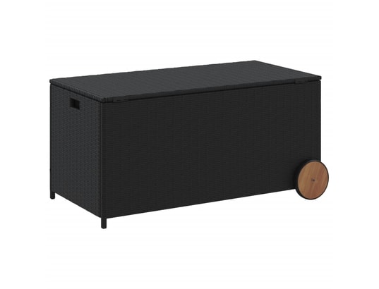 VIDAXL - Coffre Boîte de rangement de jardin et roues noir 190l résine tress...