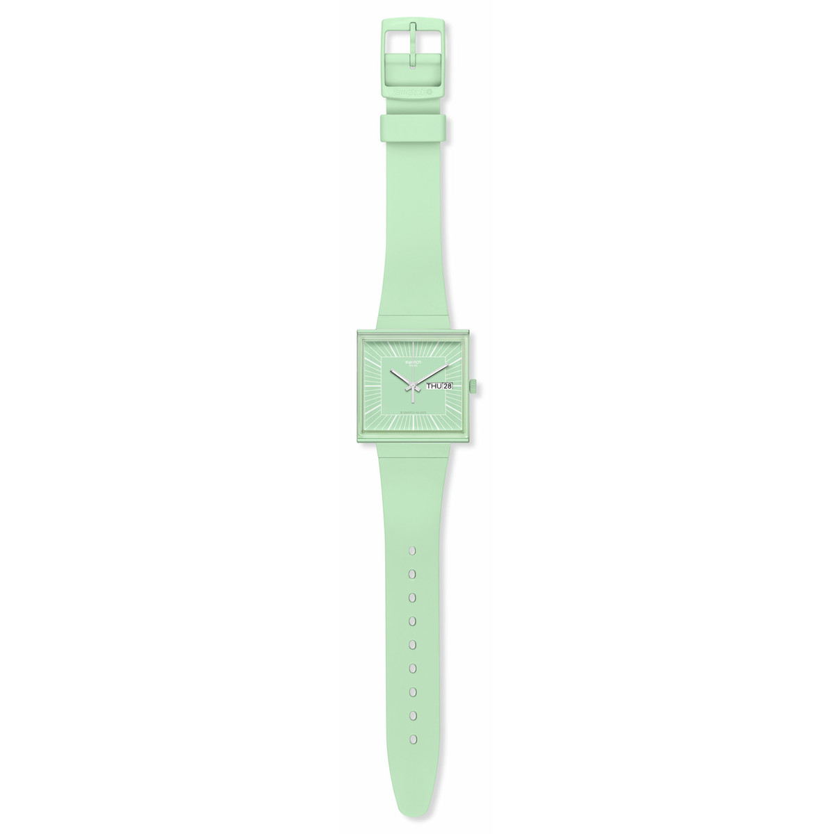 Montre SWATCH Square bioceramic What if mint? homme bracelet matériau biosourcé vert