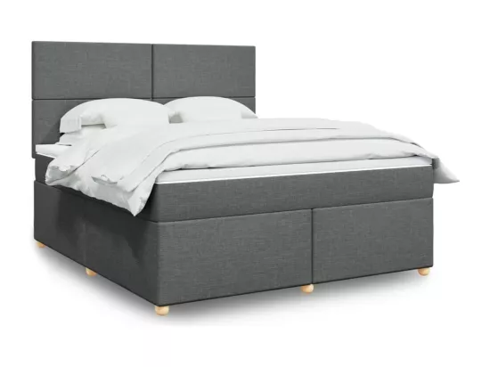 Sommier à lattes de lit avec matelas Gris foncé 180x200cm Tissu