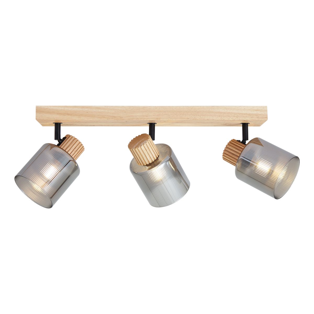 Moderne spot hout met smoke glas 3-lichts draai- en kantelbaar - Gracy