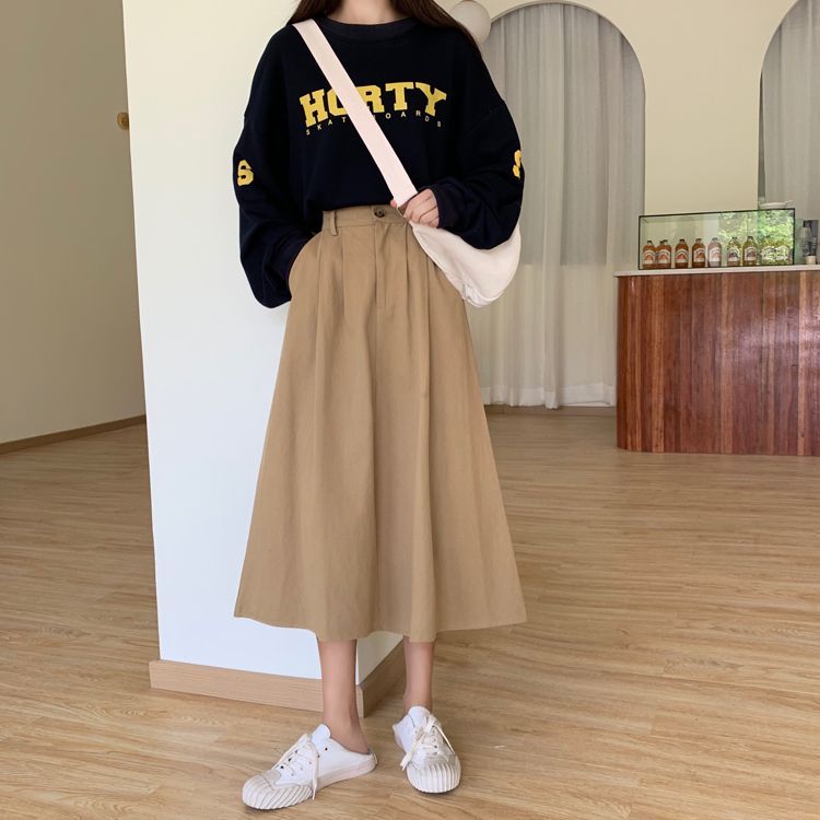 Yako - A-lijn midi-rok met hoge taille