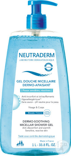 Neutraderm Gel Douche Micellaire Dermo-Apaisant Visage Et Corps Peaux Sensibles Et Réactives 1l
