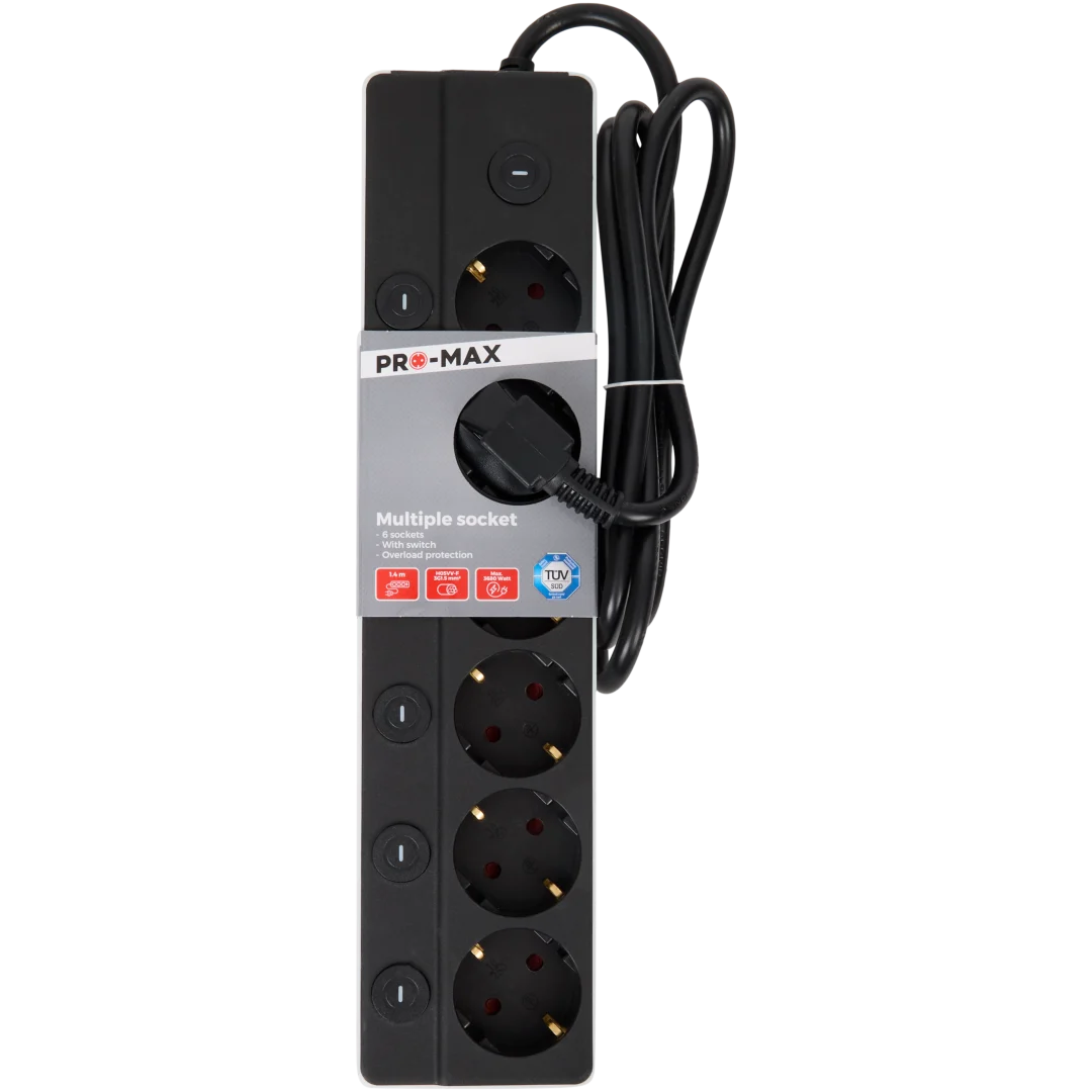 Pro-max stekkerdoos 6-voudig