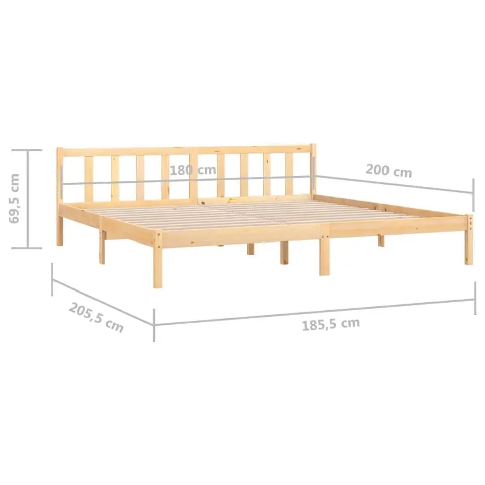 vidaXL - Tweepersoonbed - Naturel - Massief grenenhout - 180x200 cm