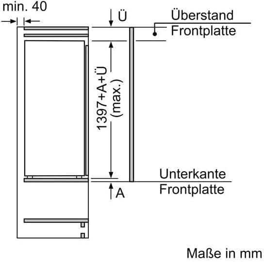 Bosch KIF51AFE0 Serie 8 Einbau-Kühlschrank, 140 x 56 cm Nische, 222 L, Flachscharnier, VitaFresh pro 3x längere Frische, LED-Beleuchtung gleichmäßige Ausleuchtung,Ohne Gefrierfach