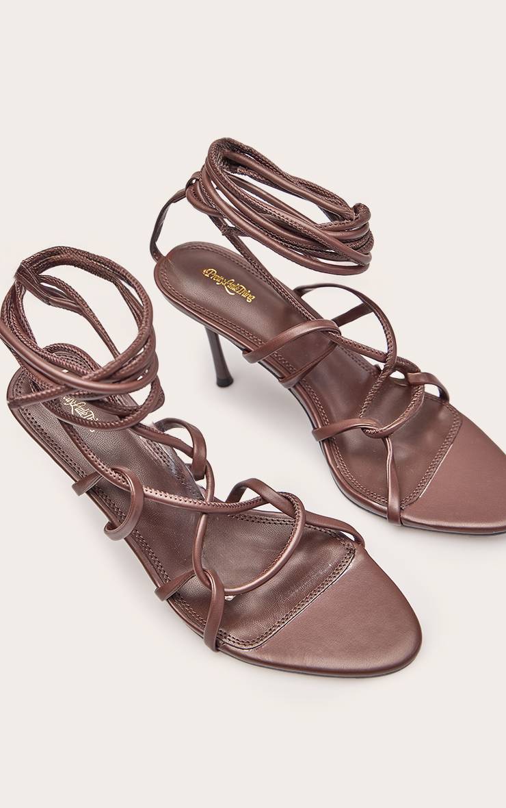 Chocolat Sandales À Talons En Synthétiquecuir À Lacets