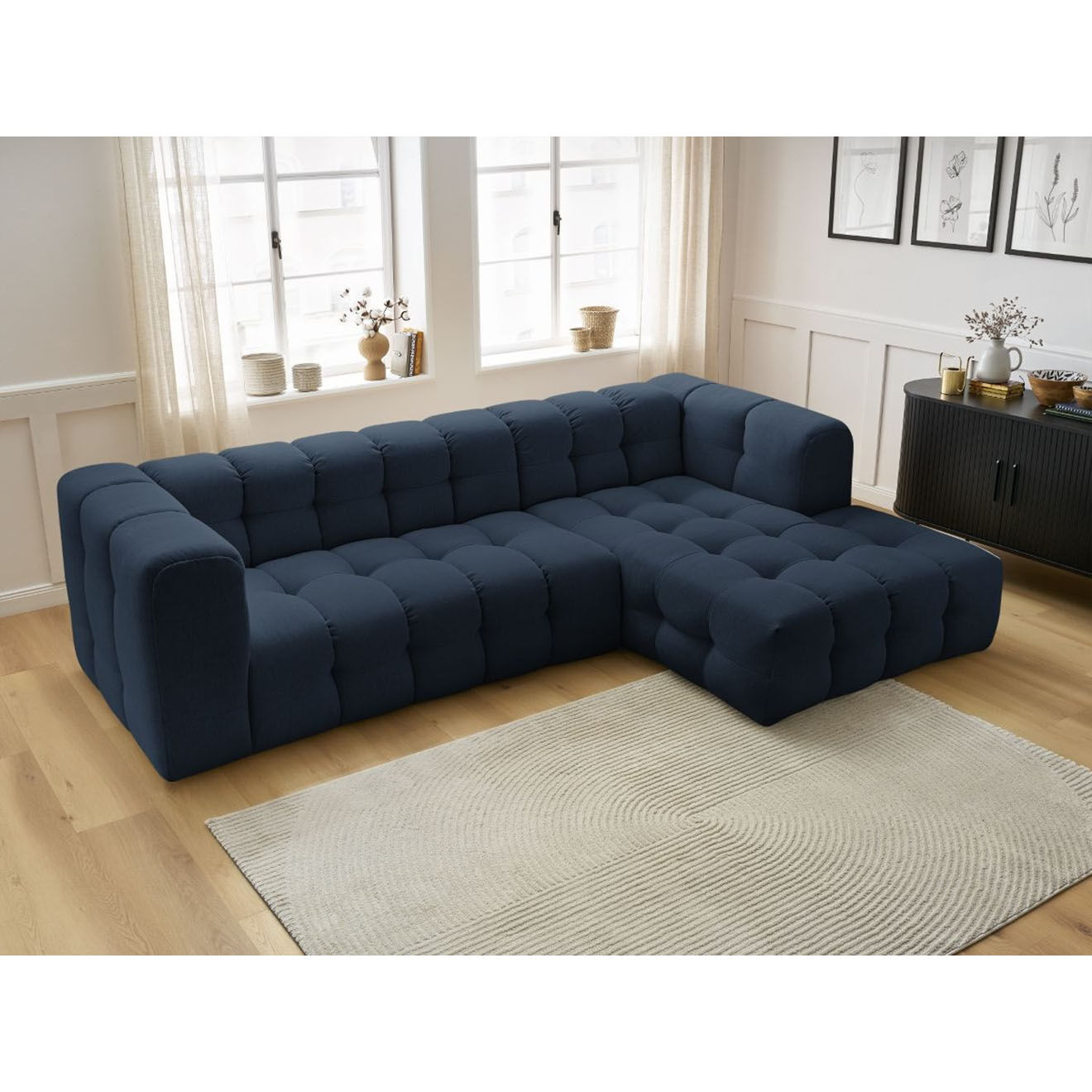 Bobochic Canapé d'angle droit cloud bleu foncé - 288x184x75 cm