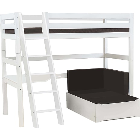 Hoppekids ECO Luxury MEGA-seng 90x200cm med skrå stige, lounge-modul og bordplade