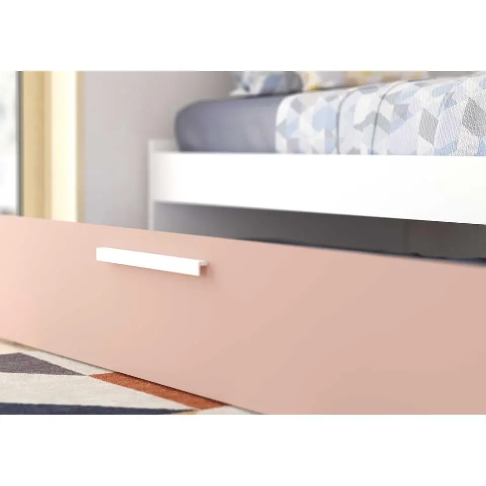 Bed met bedbrug en bedlade Lev-roze/wit