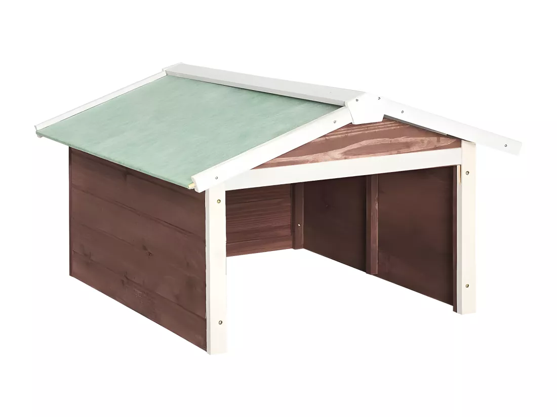 Prolenta Premium - Garage de tondeuse à gazon 72x87x50 cm Moka et blanc Sapin