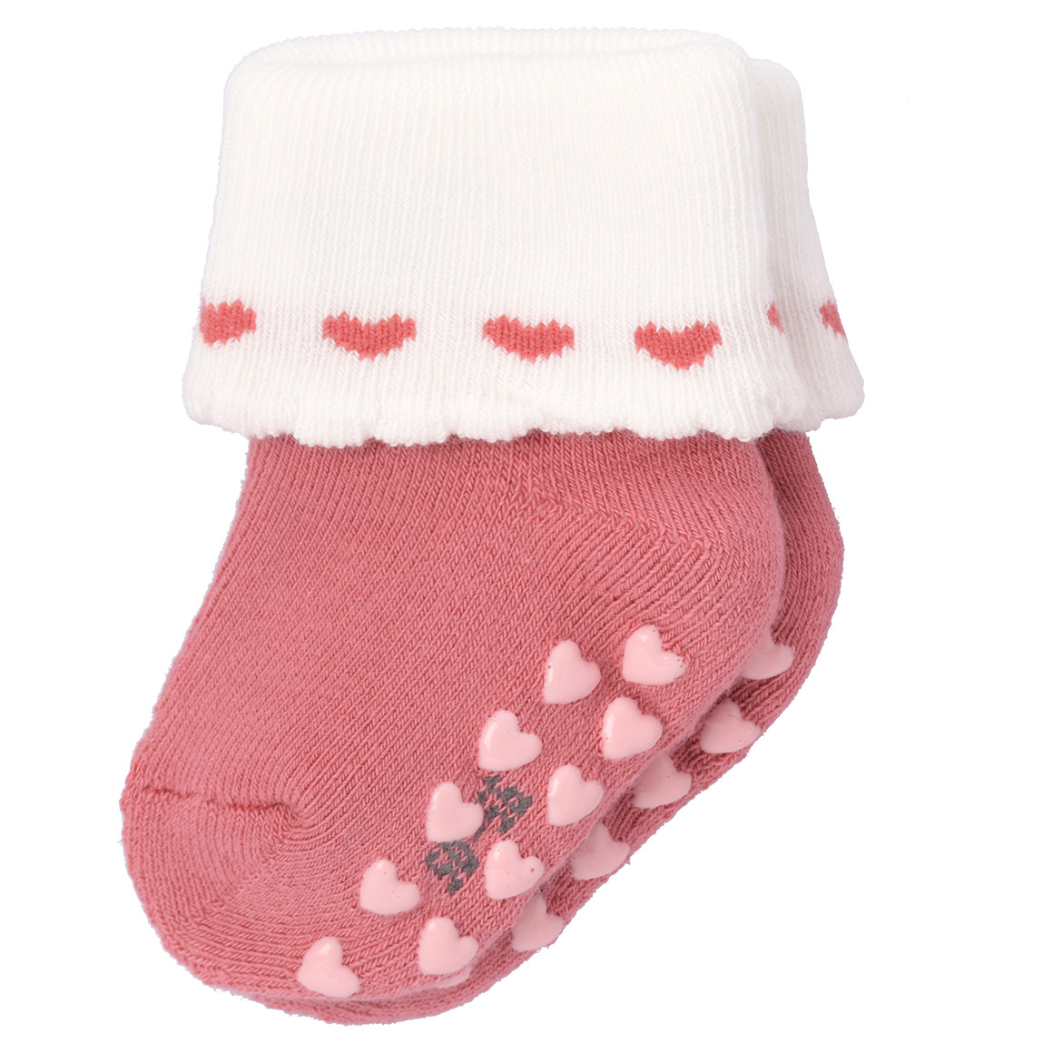 Topomini 2 Paar Newborn Stoppersocken mit Frottee rosa / dunkelrosa