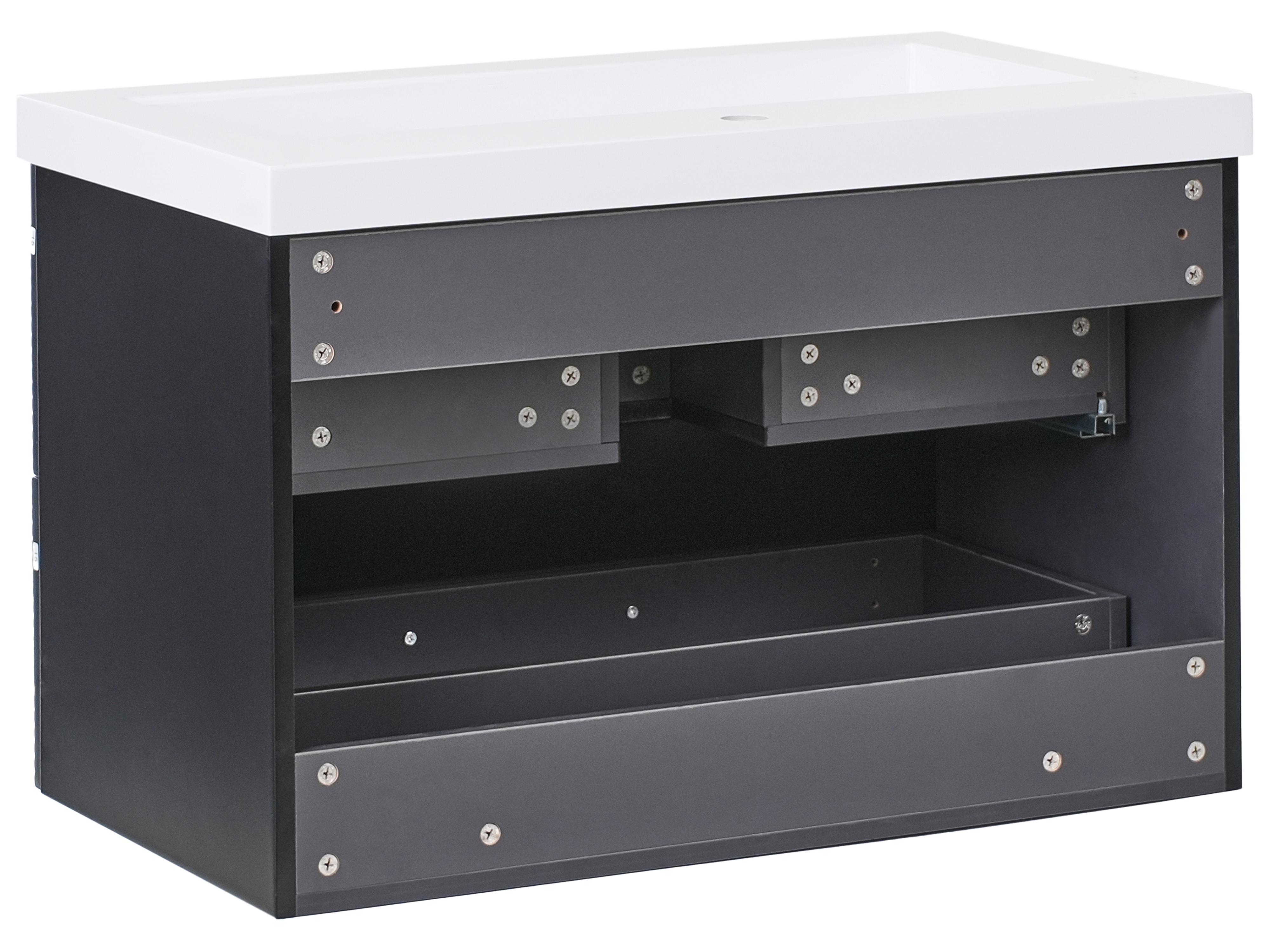 Wandgemonteerd meubel met wastafel MAKANA Zwart