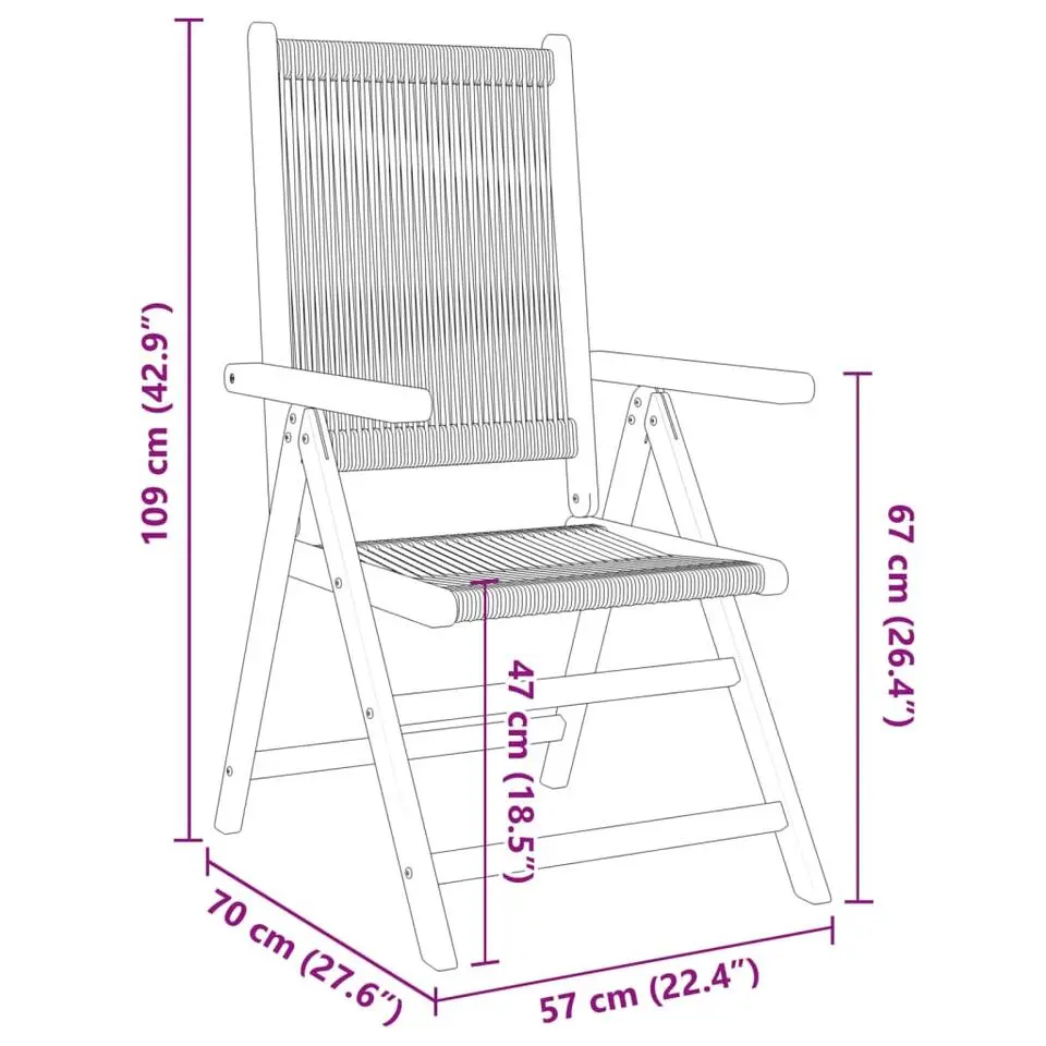 vidaXL- Tuinstoelen - Zwart - Massief acaciahout en polypropeen - 2 stuks