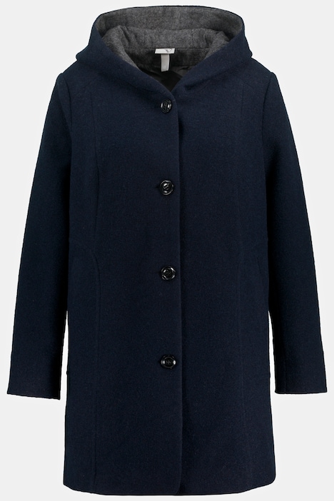 Wollmantel, Classic Fit,  Kapuze, Langarm