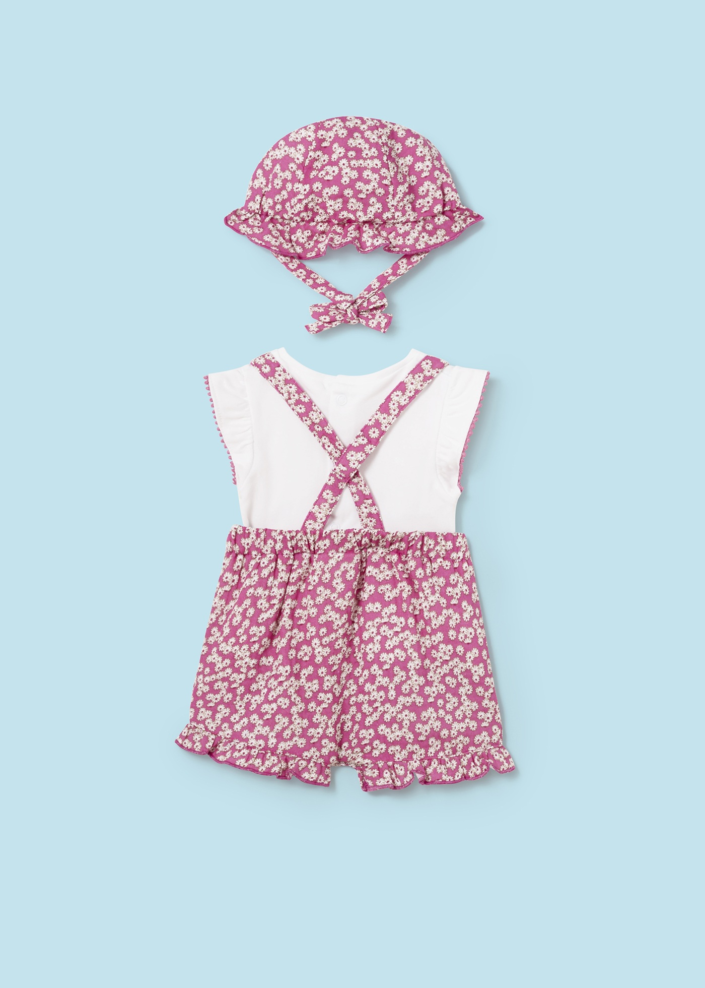 Conjunto de 3 peças, jardineira Better Cotton para recém-nascido, chiffon denim