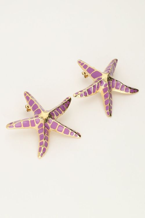 Sunrocks paarse statement zeester studs