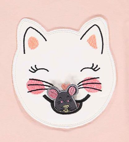 Freds WoRød T-shirt - Hello Cats - Rose Cream