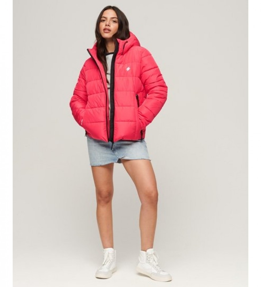 Jaqueta com capuz acolchoada Superdry Spirit Sports, rosa