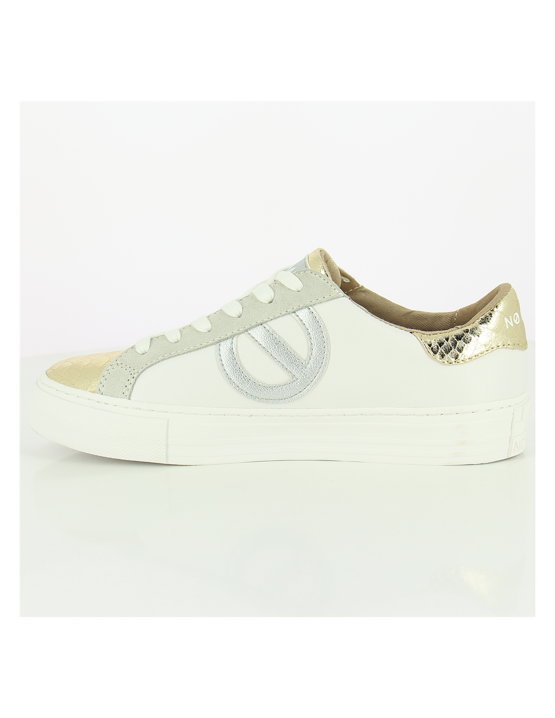 no name baskets de ville femme arcade side cuir blanc/or