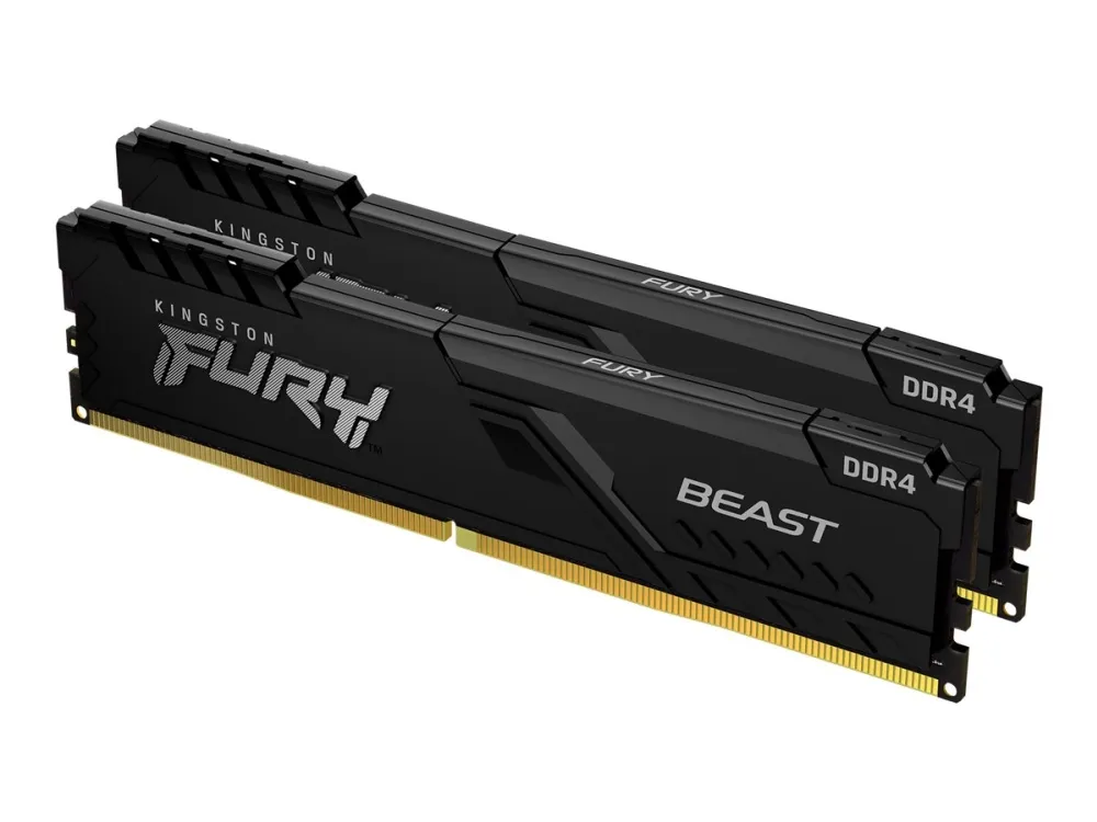 Kingston FURY Beast - DDR4 - sæt - 32 GB: 2 x 16 GB - DIMM 288-PIN - 3600 MT/s / PC4-28800 - CL18 - 1.35 V - ikke bufferet - ikke-ECC - sort