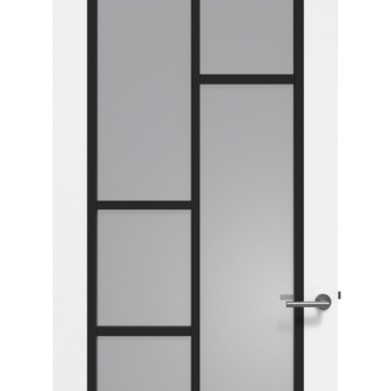 Arne & Bodil binnendeur ABD506 rook glas - wit afgelakt - glaslat diep zwart