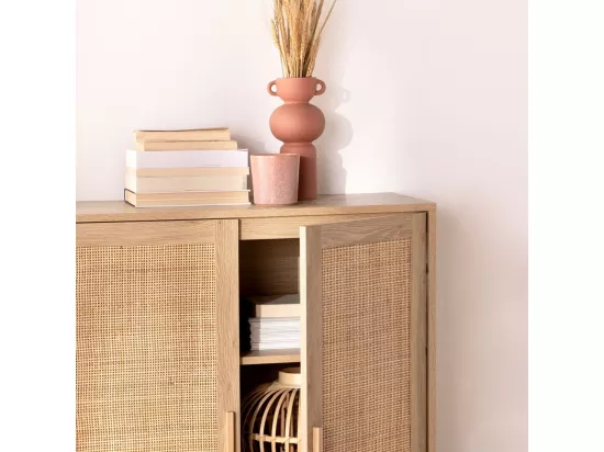 Vitrine double en rotin naturel 80x107 cm-Tahiti