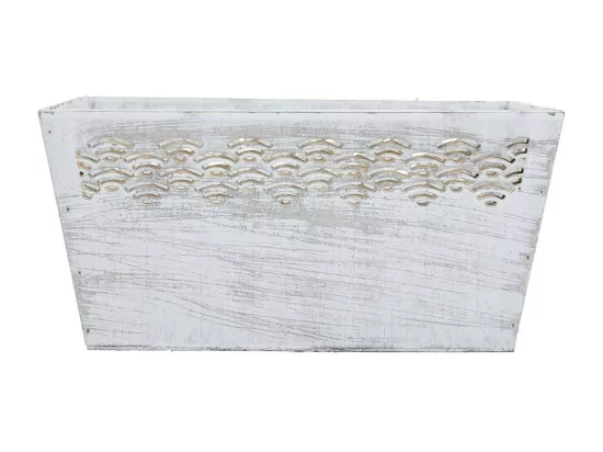 Ensemble de 2 paniers en bois blanc 25x17x12h-20x12x9,5