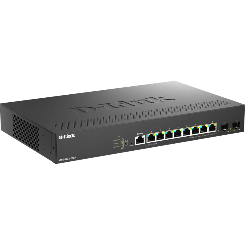 D-Link DMS-1250-10SP/E commutateur réseau Géré 2.5G Ethernet (100/1000/2500) Connexion Ethernet, supportant l'alimentation via ce port (PoE) Noir