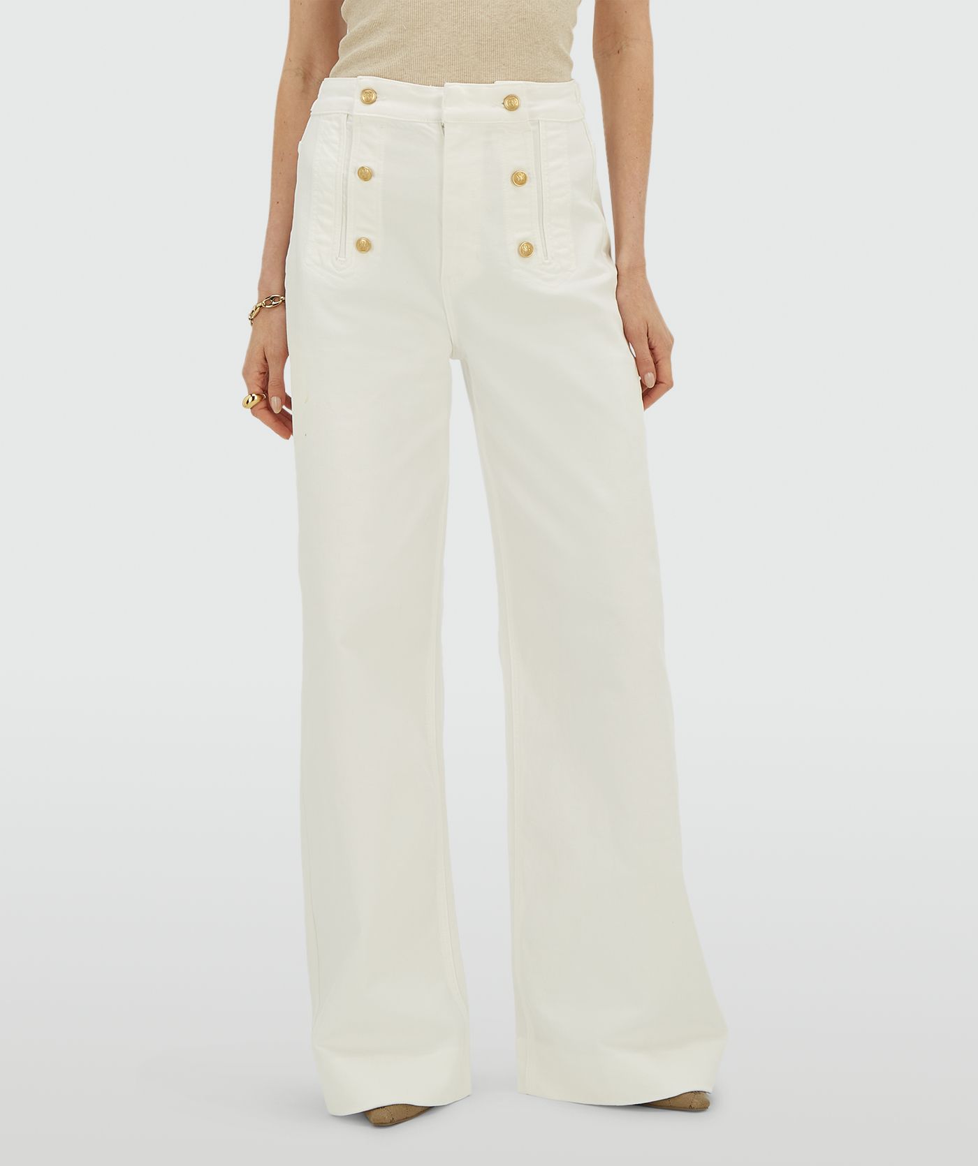 JV-RUMO high waisted wide leg jeans - light ecru