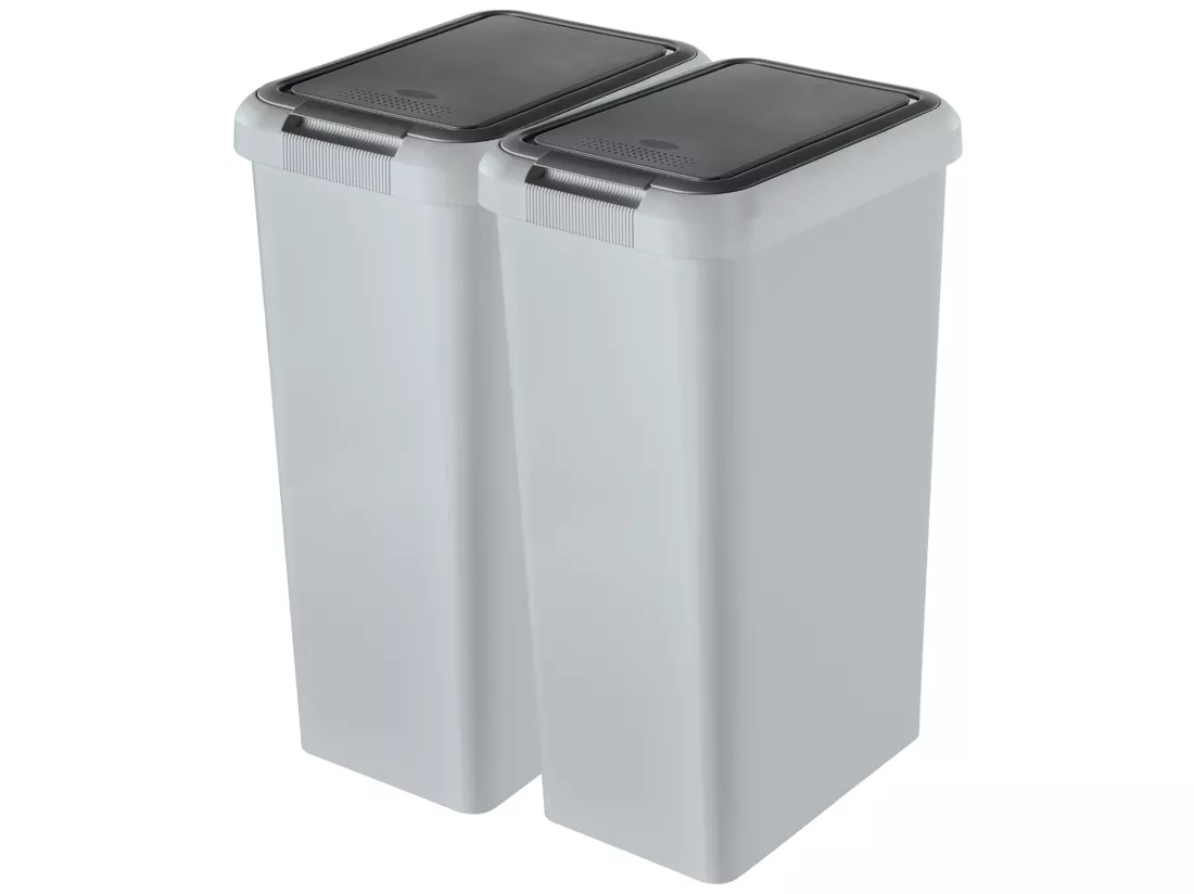 Lot de 2 poubelles 45L gris
