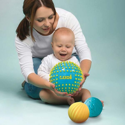3 balles sensorielles bleues - LUDI