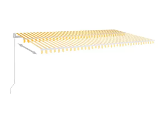 Auvent manuel rétractable avec LED 600x300 cm Jaune et blanc