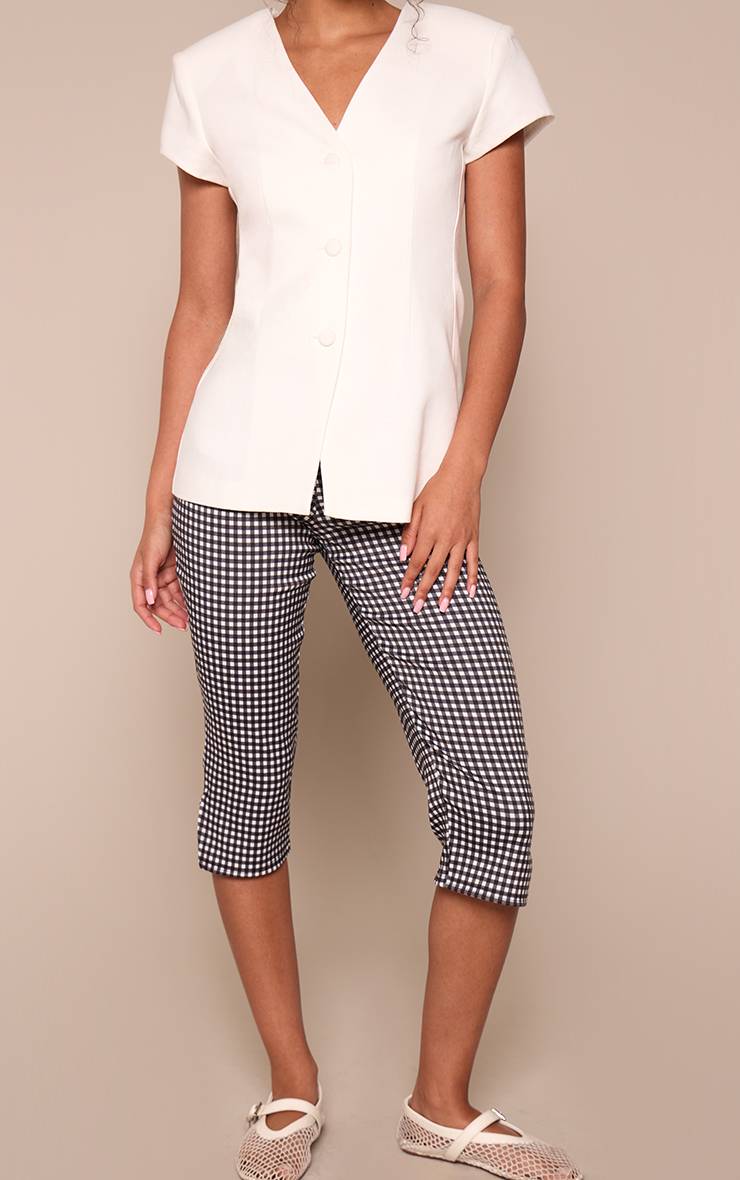 Noir Pantalon Capri À Carreaux Vichy