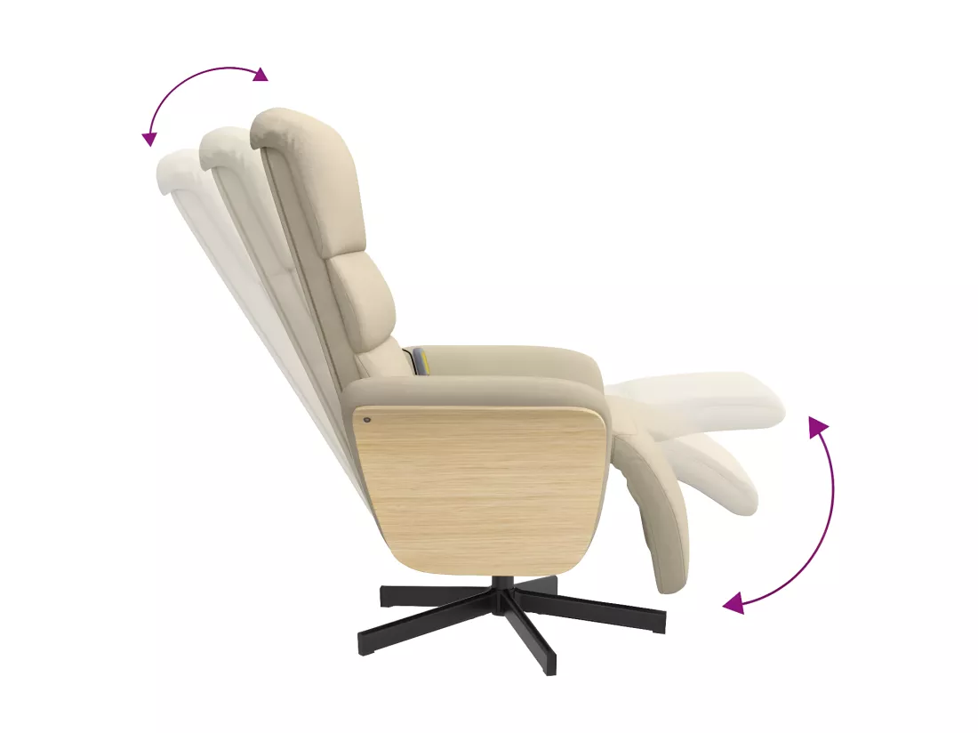 Fauteuil inclinable de massage avec repose-pieds crème tissu