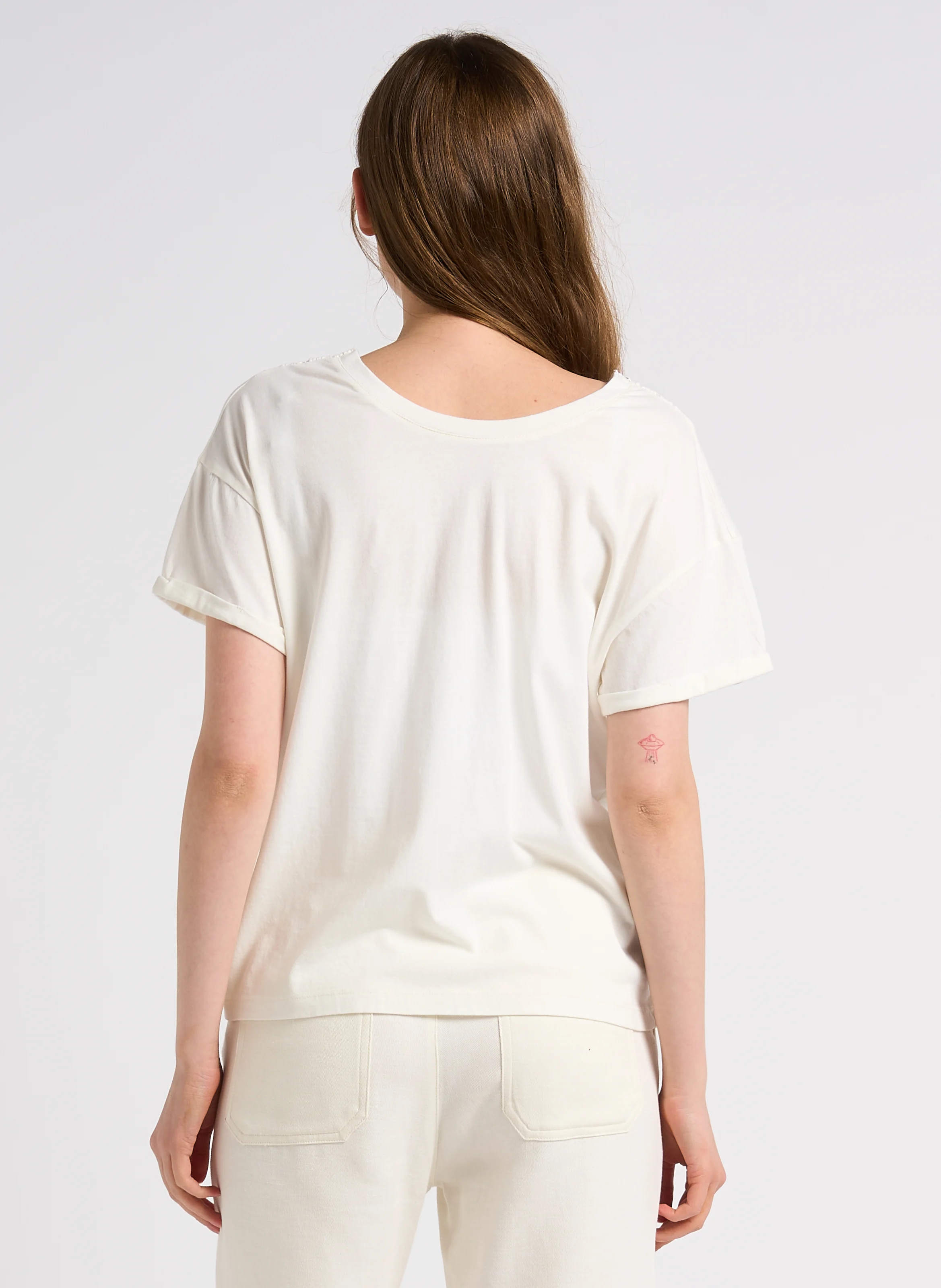 Tee-shirt réversible dentelle en coton | Blanc