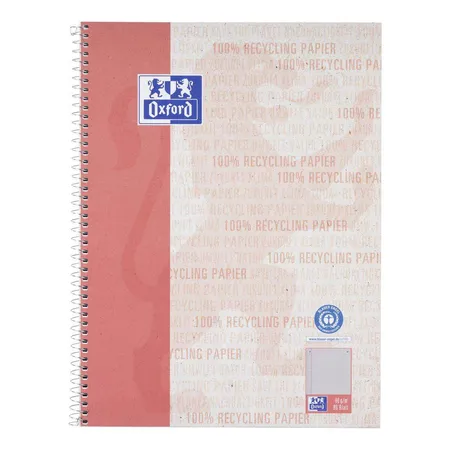 Oxford Recycling Collegeblock A4+, 80 Blatt, kariert Rand links, 90 g/m², 4fach gelocht, SCRIBZEE®, Optik Paper®