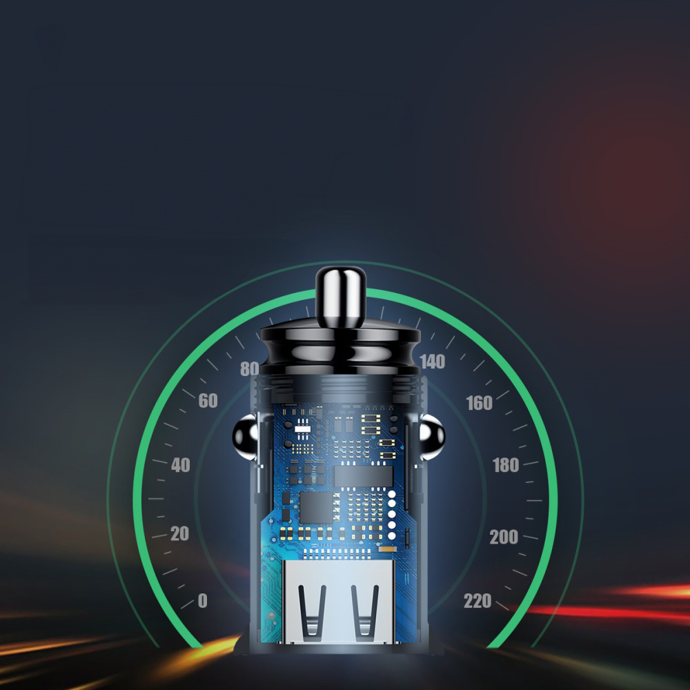 (5A) 2x USB A Auto KFZ Ladegerät Netzteil Quick Charge 3.0   LED Beleuchtung - Schwarz
