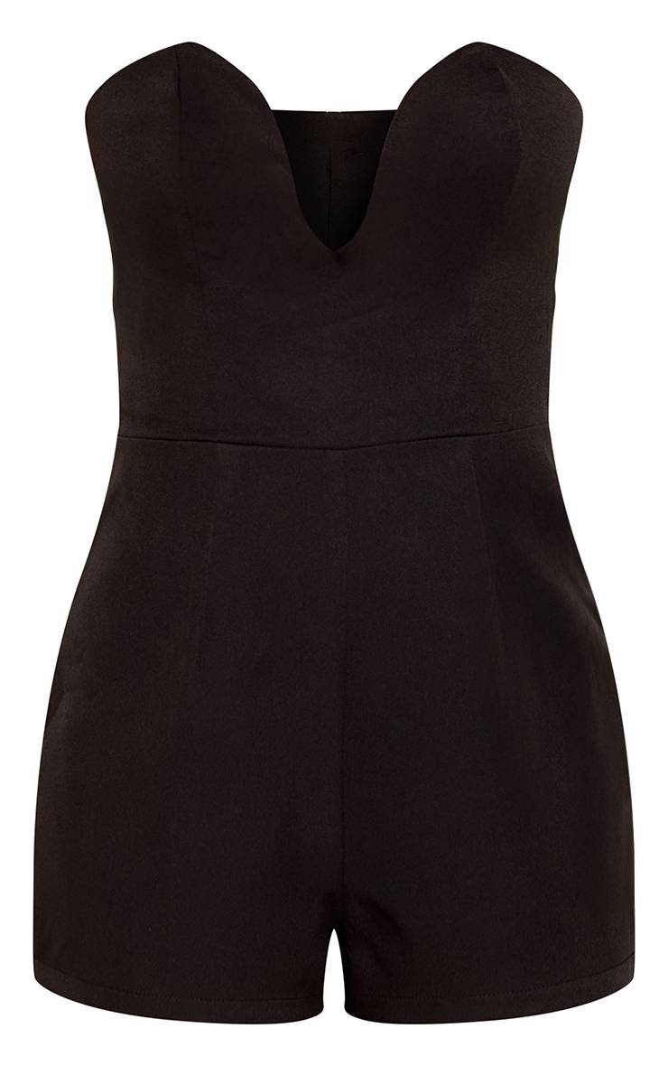 Noir Combinaison-short Ajustée Tissée Avec Barre En U