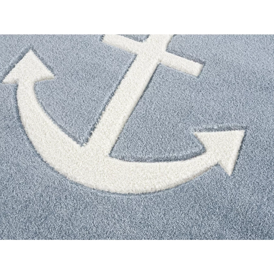 LIVONE Kinderteppich Kids love Rugs Anker Rund blauweiss