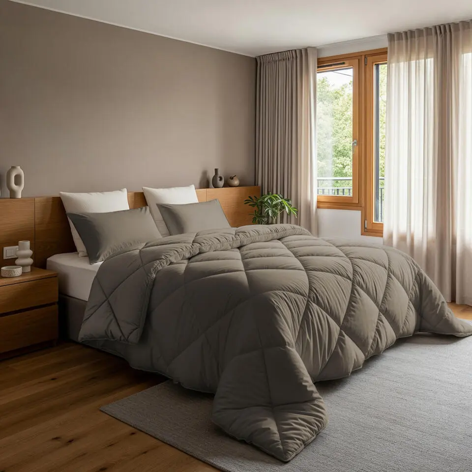 Dekbed zonder Overtrek Diamond 140x200 – Incl. Kussenslopen – Wasbaar – Taupe