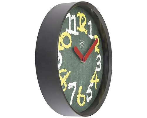 Wandklok, krijtborddesign, groen kunststof, Ø 30 cm