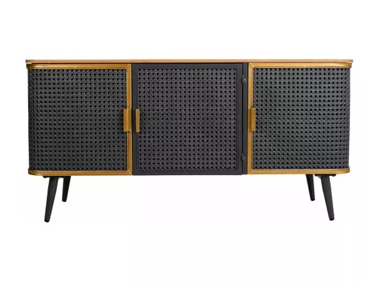 Buffet en métal et bois 3 portes 118x38x58,5h cm
