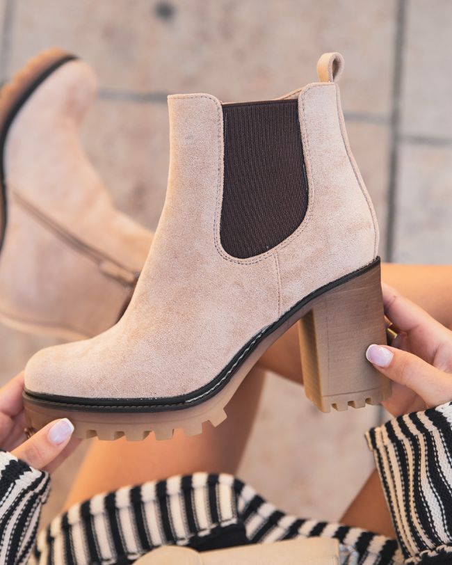 Bottines femme taupe à talon - Bertille