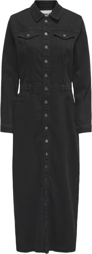 ONLY ONLELLEN LS LONGSTRETCH DNM DRESS R Washed black