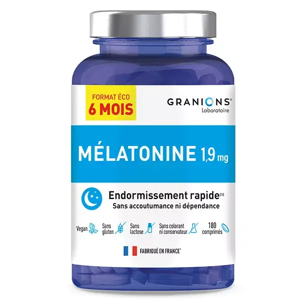 Granions Melatonina 1,9 mg Promove o Sonolência 180 comprimidos