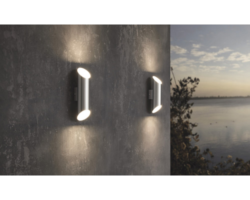 LED buitenwandlamp 2x3,7W 2x320 lm 3000 KH 36 cm roestvrij staal