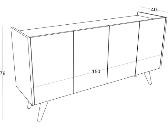 CONCEPT1 - Bahut Petra blanche 150 x 40 x 76cm