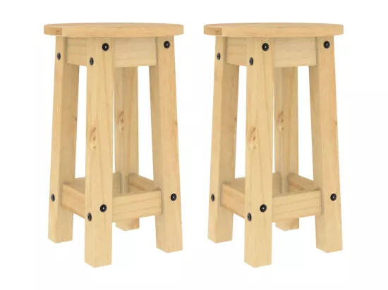 Tabourets de bar lot de 2 bois massif de pin
